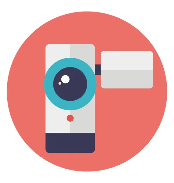 Close Weergave Van Video Opname Camera Camcorder Platte Pictogram — Stockvector