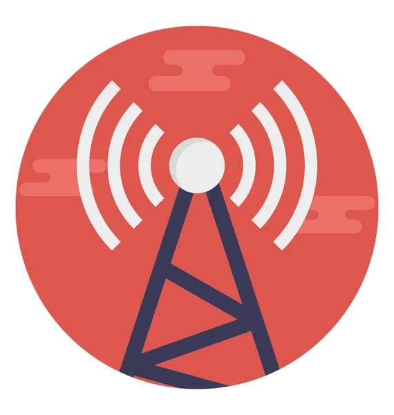 Funkantenne Sendet Signale Funktechnologie Flaches Vektorsymbol — Stockvektor