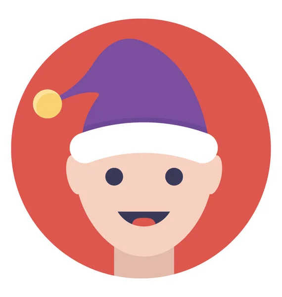 Милий Щасливий Хлопчик Різдвяному Костюмі Плоский Вектор Значок — стоковий вектор