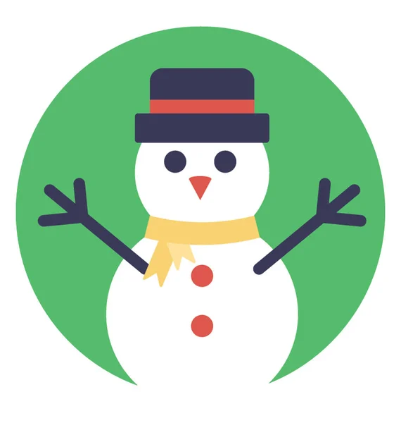 Christmas Snowman Flat Design Icon — Stock Vector