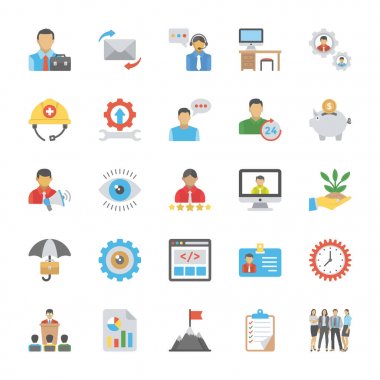 İnsan kaynakları düz simgeler kümesi