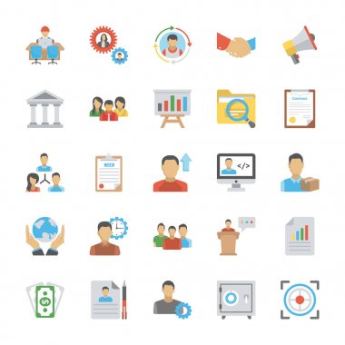 İnsan kaynağının düz Icon Set