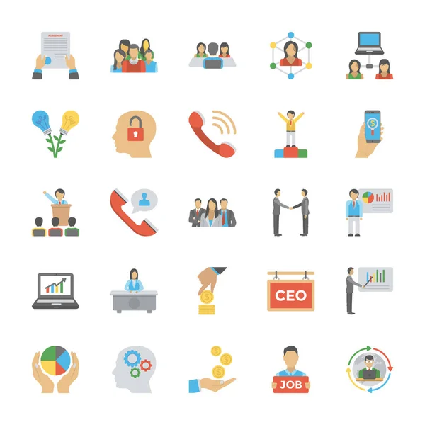 Pack Iconos Planos Recursos Humanos — Vector de stock