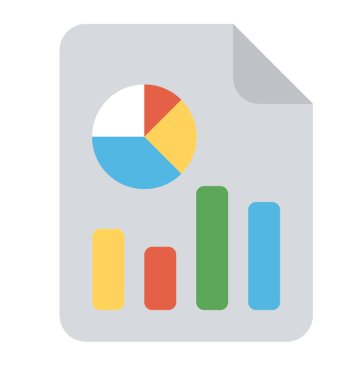 Bir kağıt üzerinde grafik ve pasta grafiği yapılır düz bir simgesi