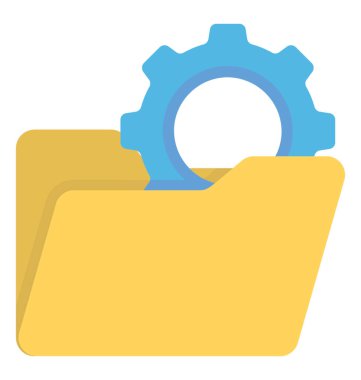 Bir dişli bir dosya görüntü iş veri yönetimi kavramı içinde gidiş düz bir simgesi