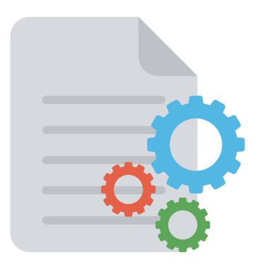 Bir kağıt üzerine stratejik plan bayraklarında üç vites ile düz simgesi