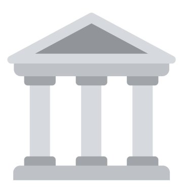 Bir binanın mimari tasarım Bankası üç sütun ile düz bir simgesi