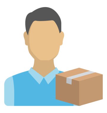 Bir adamın bir kahverengi kutusu, sevk irsaliyesi kavramı ile düz simgesi