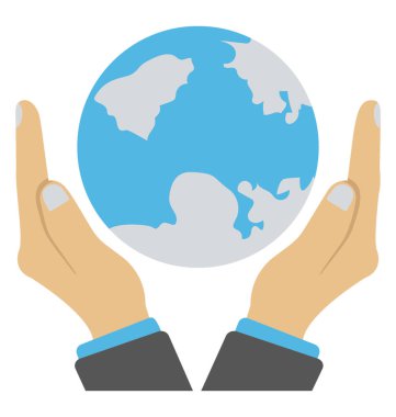 İki el ve bir yerin ortasında düz simgesi