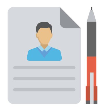 Bir fotoğraf üst ve yan düz simgesini bir kalem bir kağıt