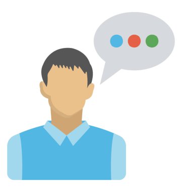 Bir kişiyle konuşma balonu düz simgesinin