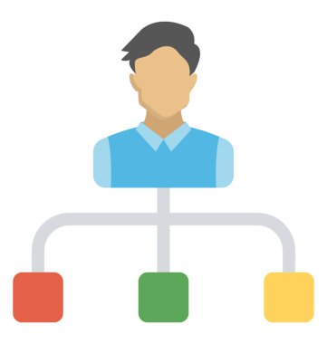 Yapısal grafik düz simgesi olan bir kişi