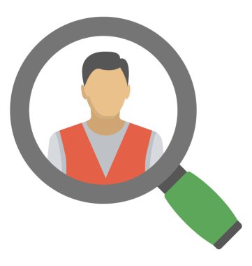 Büyüteç büyütme bir adam düz simgesi