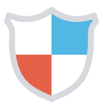 Üç renk düz simgesi koruma sahip bir kalkan