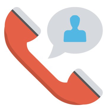 Ele bir kişi kabarcık ile bir telefon düz simgesi