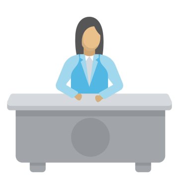 Bir masada oturan bir kadın düz bir simgesi