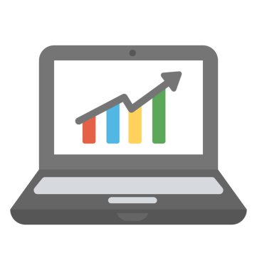 Bir dizüstü bilgisayar düz simgesi içinde bir grafik resim