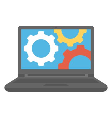 Gears'ı içinde ile bir dizüstü düz simgesi