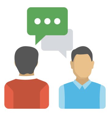 İki erkekle birlikte konuşma balonu düz simgesinin