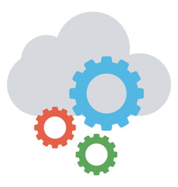 Bir bulutla vites düz simge görüntüsünü