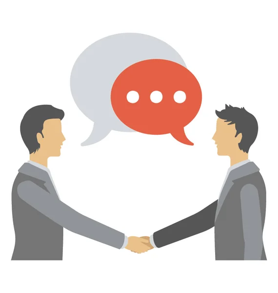 Two People Speech Bubble Shaking Hands Flat Icon — Stock Vector