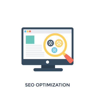 Düz tasarım simgesi web analytics ve seo optimizasyon
