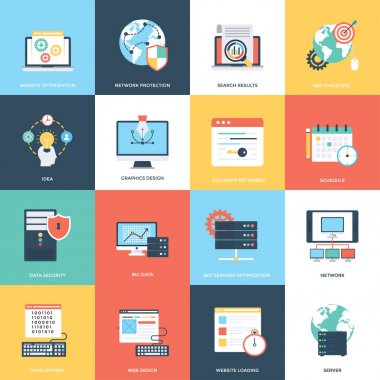 Paket Web ve Seo vektör simgeler