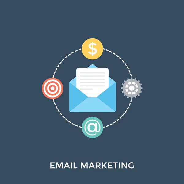 Publicidad Online Email Marketing Icono Diseño Plano — Vector de stock