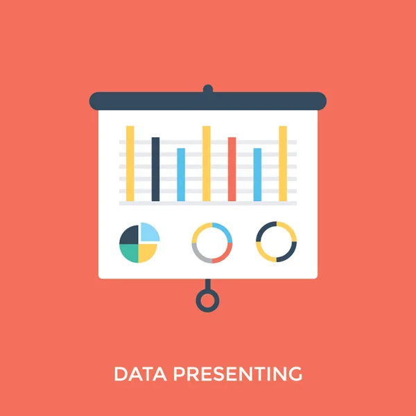 Présentation Des Données Marketing Sur Écran Présentation Icône Vectorielle Plate — Image vectorielle