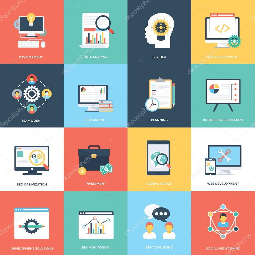 Web and Seo Flat Vector Icons