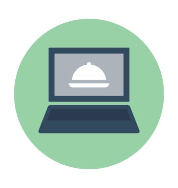  Online yemek düz vektör simgesi