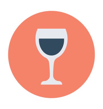 Şarap cam düz vektör simgesi