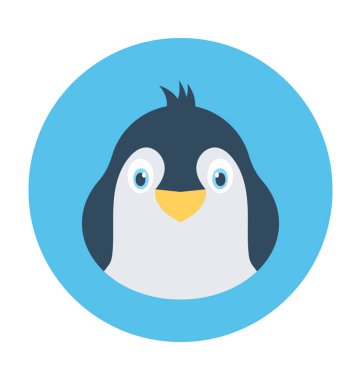 Penguen düz vektör simgesi