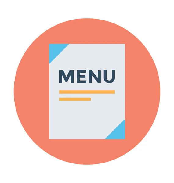 Ícone Vetor Plano Menu — Vetor de Stock