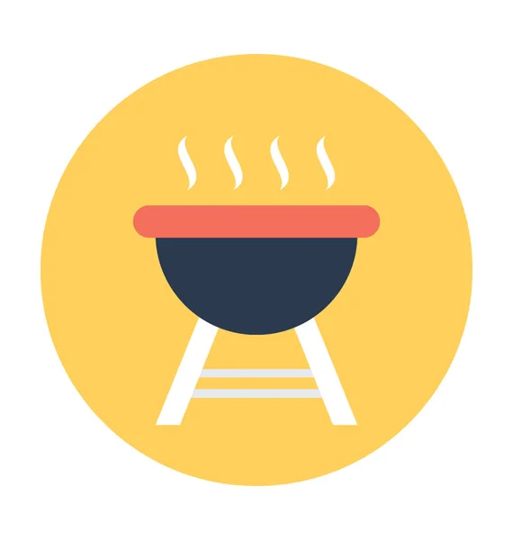 Bbq Grill Flat Vector Icon — Stock Vector