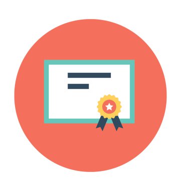 Sertifika düz vektör simgesi