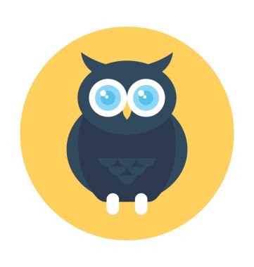 Baykuş düz vektör simgesi