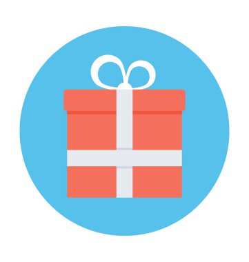 Hediye düz vektör simgesi