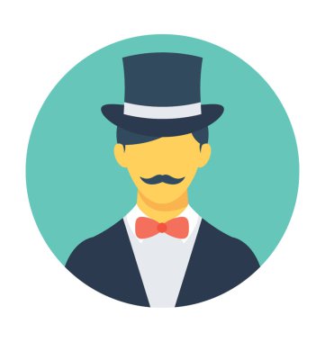 Sihirbaz düz vektör simgesi