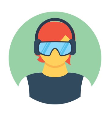 Kayakçı düz vektör simgesi