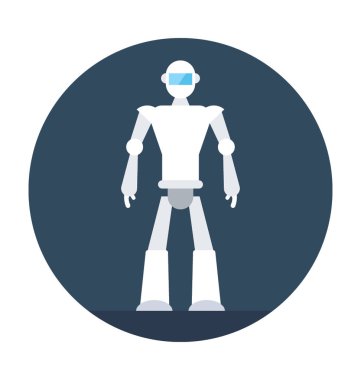 İnsansı Robot düz vektör simgesi