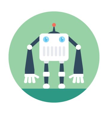 Karakter Robot düz vektör simgesi