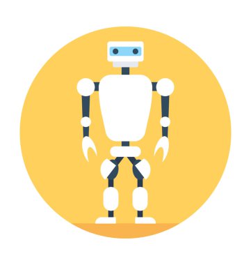 İnsansı Robot düz vektör simgesi