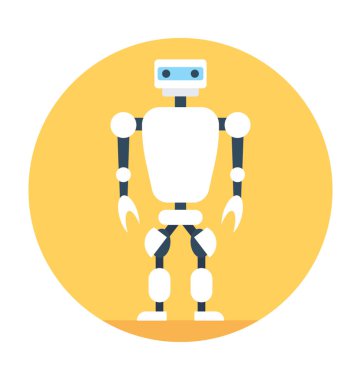 Humanoid Robot Flat Vector Icon clipart