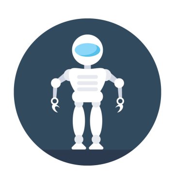 İnsansı Robot düz vektör simgesi