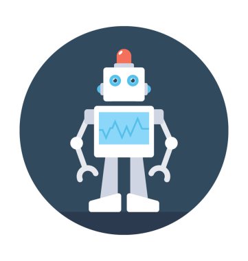 Küresel Robot düz vektör simgesi