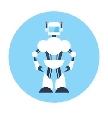İnsansı Robot düz vektör simgesi