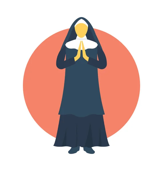 Nun Platte Vector Icon — Stockvector