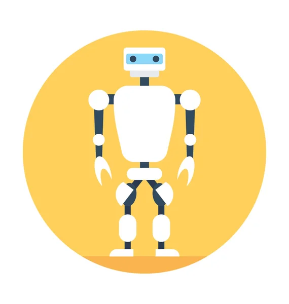 Icono Vector Plano Robot Humanoide — Vector de stock