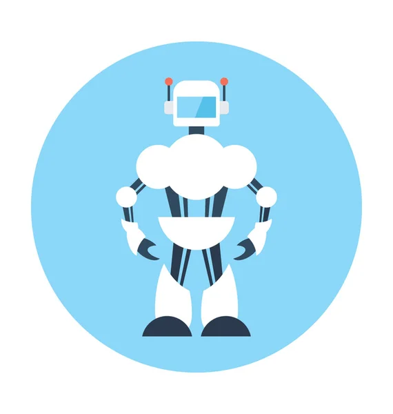 Humanoid Robot Flat Vector Icon — Stock Vector